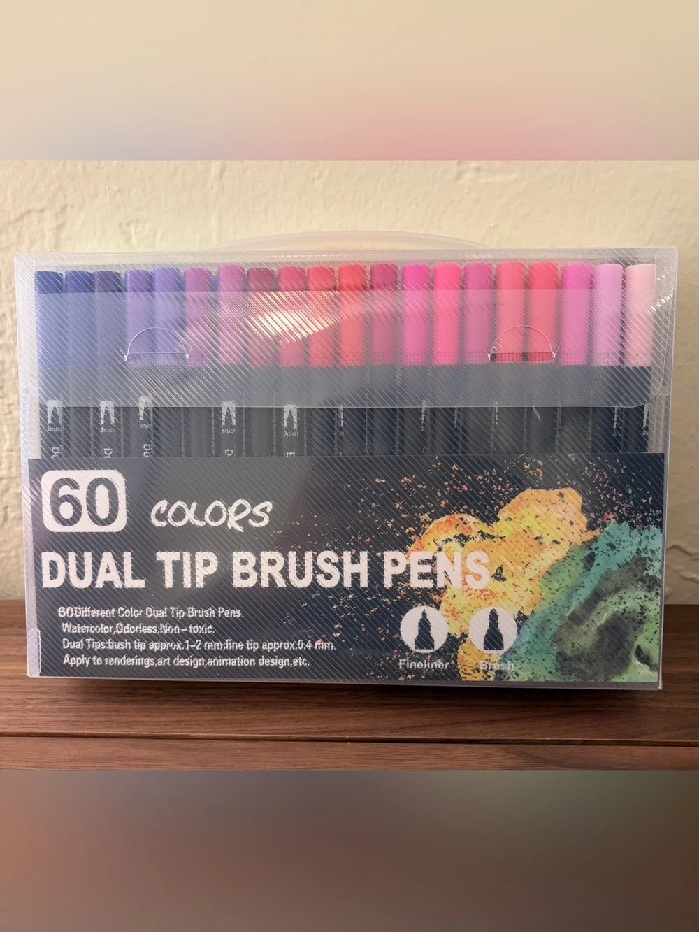 60 Colors Dual Tip Brush Pens Watercolor Markers Fineliner Art Set